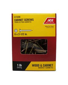 Ace No. 8 X 2-1/2 in. L Phillips Cabinet Screws 1 lb 110 pk