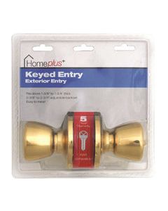 Home Plus Polished Brass Entry Lockset 1-3/4 in.