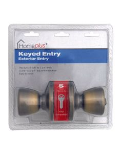 Home Plus Antique Brass Entry Lockset 1-3/4 in.
