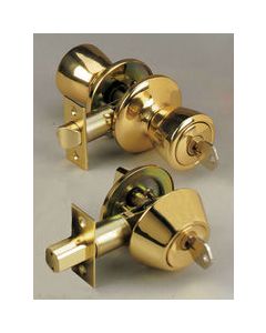 Home Plus Polished Brass Knob and Deadbolt Set 1-3/4 in.