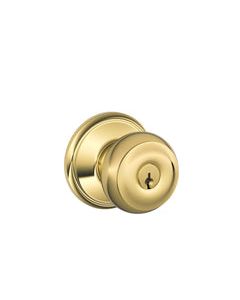 Schlage Georgian Bright Brass Entry Lockset 1-3/4 in.