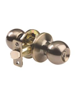 Ace Ball Antique Brass Entry Lockset ANSI/BHMA Grade 3 1-3/4 in.