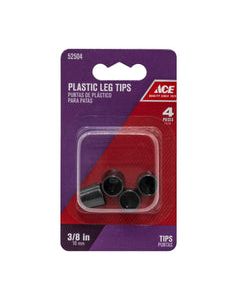 Ace Plastic Leg Tip Black Round 3/8 in. W 4 pk