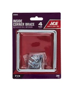 Ace 3-1/2 in. H X 4.75 in. W X 3-1/2 in. D Zinc Inside L Corner Brace
