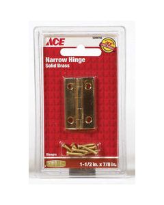Ace 7/8 in. W x 1-1/2 in. L Polished Brass Steel Narrow Hinge 2 pk