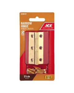 Ace 1-1/2 in. W X 2-1/2 in. L Polished Brass Brass Narrow Hinge 2 pk