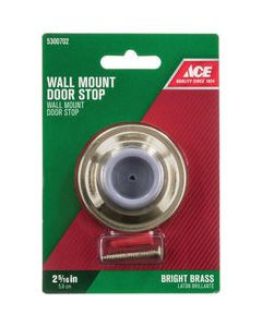 Ace 2-5/16 in. W Solid Brass w/Rubber Stop Bright Gold Wall Door Stop Mounts to door and wall