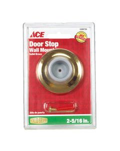 Ace 2-5/16 in. W Solid Brass Gold Wall Door Stop Mounts to door and wall