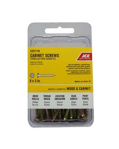Ace No. 8 X 3 in. L Phillips Yellow Zinc Cabinet Screws 50 pk