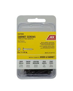 Ace No. 8 X 1-1/4 in. L Phillips Black Phosphate Cabinet Screws 50 pk