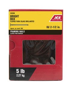 Ace 8D 2-1/2 in. L Box Bright Steel Nail Smooth Shank Flat 5 lb.