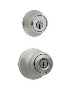 Kwikset Polo Satin Nickel Entry Lock and Single Cylinder Deadbolt ANSI/BHMA Grade 3 1-3/4 in.