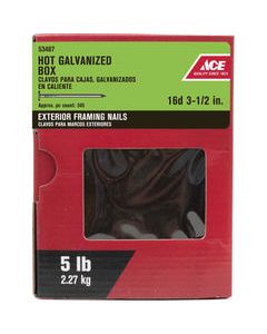 Ace 16D 3-1/2 in. L Box Hot-Dipped Galvanized Steel Nail Thin Shank Flat 5 lb.