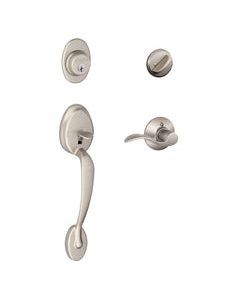 Schlage Plymouth, Accent Satin Nickel Entry Handleset 1-3/4 in.