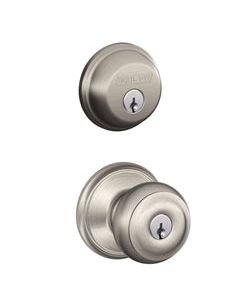 Schlage Georgian Satin Nickel Knob and Single Cylinder Deadbolt 1-3/4 in.
