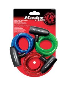 Master Lock 5/16 in. W x 6 ft. L Vinyl Covered Steel Key Bike Lock 3 pk Keyed Alike