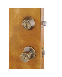 Home Plus Antique Brass Knob and Deadbolt Set 1-3/4 in.