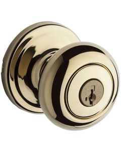 Kwikset SmartKey Juno Polished Brass Entry Lockset ANSI/BHMA Grade 2 KW1 1-3/4 in.