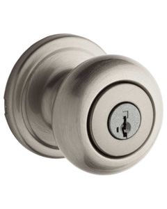 Kwikset SmartKey Juno Satin Nickel Entry Lockset ANSI/BHMA Grade 2 KW1 1-3/4 in.