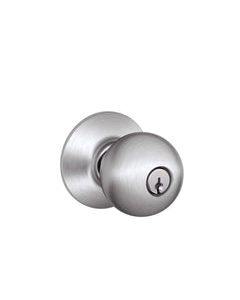 Schlage Orbit Satin Chrome Entry Lockset 1-3/4 in.