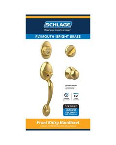 Schlage Plymouth Bright Brass Entry Handleset 1-3/4 in.