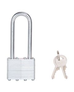 ProSource Laminated Padlock, 1-3/4 In, 4 Pins, Long Hardened Steel Shackle, Galvanized Steel, Zinc Plated