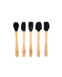 Core Kitchen  Beige & Onyx Bamboo & Silicone Mini Utensil Set