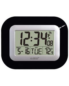 La Crosse Technology 8.95 in. L X 1.2 in. W Indoor Contemporary Digital Atomic Wall Clock Plastic Bl