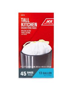Ace 13 gal Tall Kitchen Bags Drawstring 45 pk