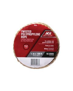 Ace 1/4 in. D X 100 ft. L Brown Twisted Poly Rope