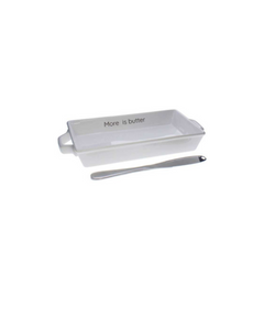 DOLOMITE BUTTER DISH WITH 2 HANDLES AND STAINLESS STEEL