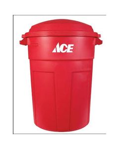 TRASH CAN 32GAL RED ACE