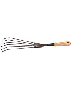 Lawn & Garden 6 Tine Aluminum Shrub Rake Wood Handle