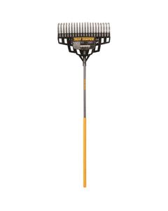 True Temper 65.25 in. 20 Tine Steel Lawn Rake Wood Handle