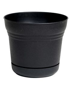 Bloem 10.75 in. H Plastic Saturn Flower Pot Black