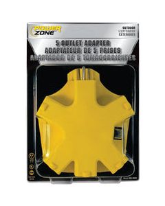PowerZone Outlet Adapter, 125 V, 15 A, 5 Outlet, Yellow