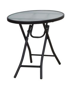 Living Accents Black Round Glass Folding Table