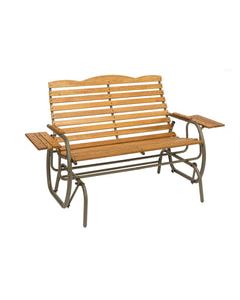 Jack Post Country Garden 2 Person Taupe Steel/Wood Hi-Back Double Glider with Trays