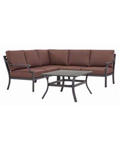 Living Accents Wilshire 4 pc Black Steel Deep Seating Sectional Brown