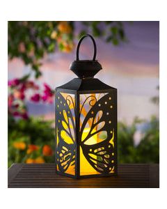 Luminous Garden Iron Butterfly Solar Lantern Black/Brown