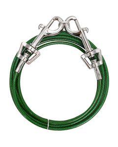 PDQ Green / Silver Vinyl Coated Cable Dog Tie Out Small