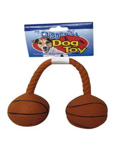 Boss Pet Digger's Orange Latex Twin Basketball Squeaky Dog Toy Medium
