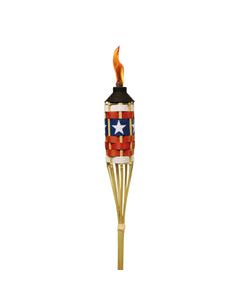 Tiki FlameKeeper Red/White/Blue Bamboo 57 in. Garden Torch