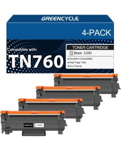 greencycle TN760/TN730 Compatible Toner Cartridges for Brother TN760 TN730, Bundle of 2