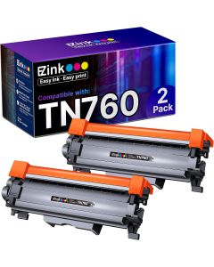 E-Z Ink TN760 Toner for Brother Printer TN-760 TN 760, Bundle of 2