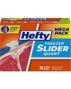 Hefty Slider Freezer Kitchen Storage Bags 74 Count, Bundle of 3