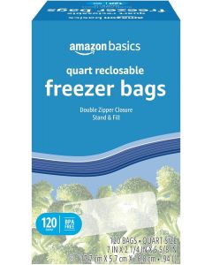 Visit the Store Reclosable Freezer Quart Food Storage Bags with BPA Free 120 Count, Bundle of 4