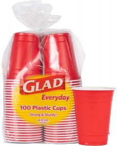 Glad Everyday Disposable Plastic Party Cups Plastic 100 Count, 16 Oz