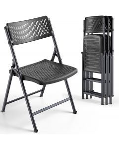 [Delivered by May 10, 2026] FurniEdge Black Folding Chairs 4-Pack Plastic 4-Pack, 400 Lbs
