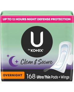 [Delivered by May 7, 2026] U by Kotex Clean & Secure Ultra Thin Overnight 168 Count